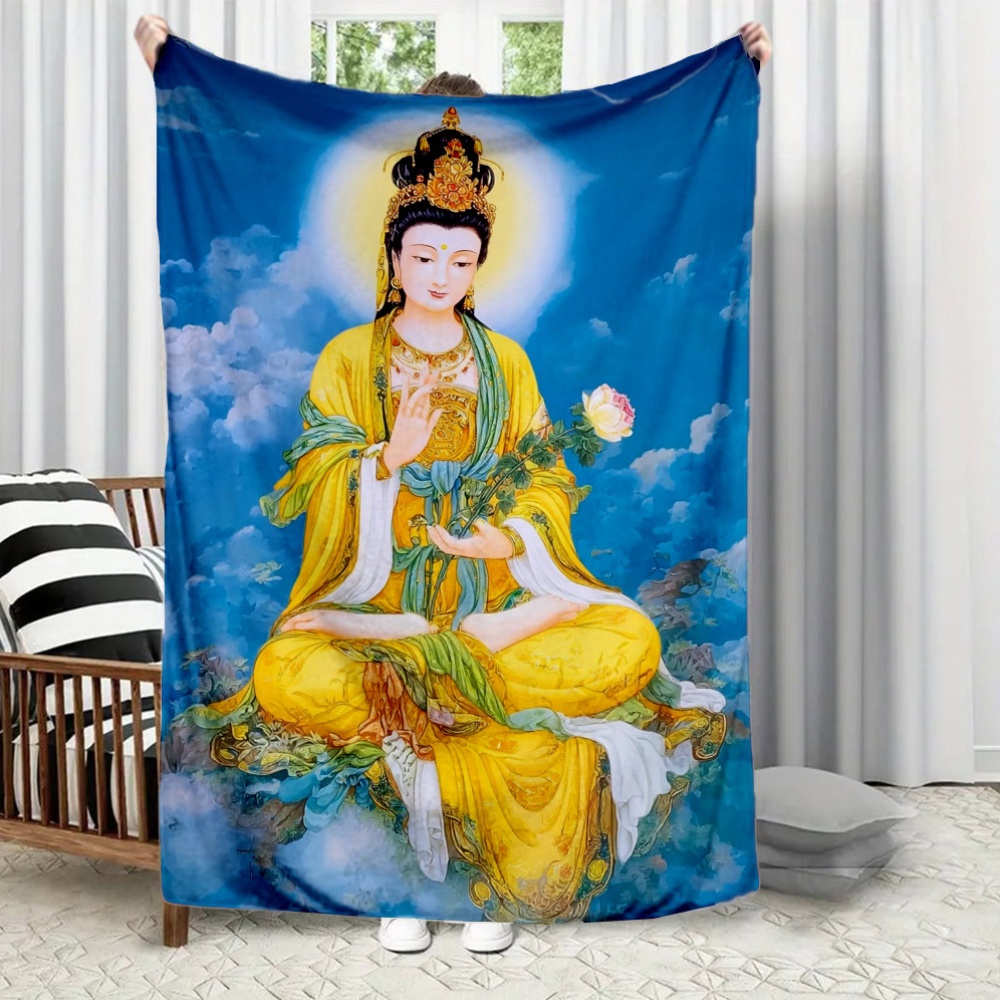 Home Textiles Images - بطانية مطبوعة بتصميم غوانين بوديساتفا من